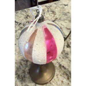 VTG Hand-painted Mercury Glass Christmas Ornament Round Fantasia Poland 1950s